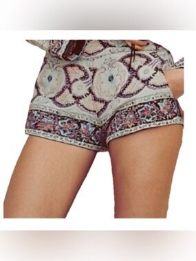 Free People Printed Boho embroidery tapestry shorts